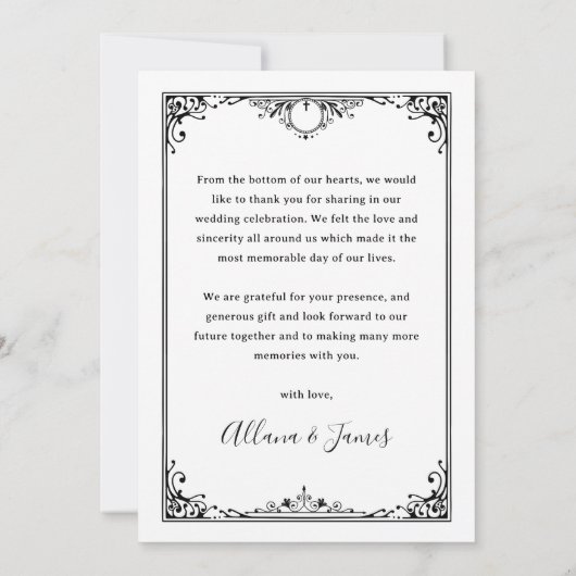 Élégant Goth Glam Mariage Carte de remerciements (Dos)