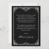 Élégant Goth Glam Monogramme Mariage Carte de reme (Dos)