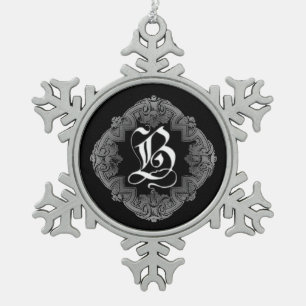 Élégant Goth Initial B Snowflake Ornement