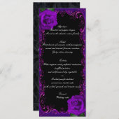 Élégant Goth Purple Menu Mariage Rose (Devant / Derrière)