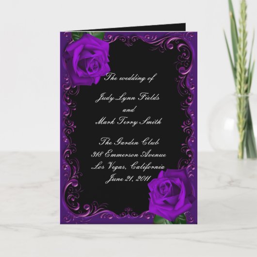 Élégant Goth Purple Roses carte du programme de ma (Devant)