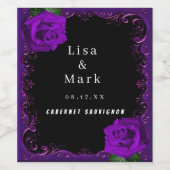 Élégant Goth violet Rose Étiquettes de vin (Étiquettes simples)