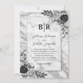 Elegant Gothic Black Floral Wedding Kaart (Voorkant)