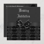 Elegant  Gothic Black & Silver Wedding Kaart (Voorkant / Achterkant)