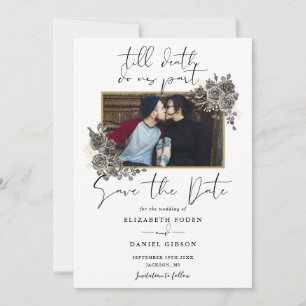Elegant Gothic Bloem Foto Bruiloft Save The Date