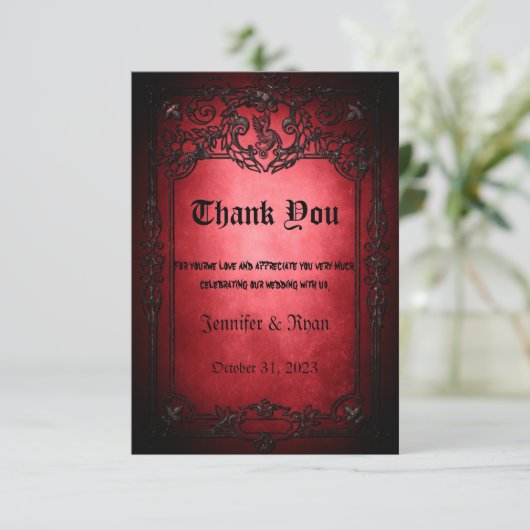 Elegant Gothic bruiloft Bedankkaart (Staand voorkant)