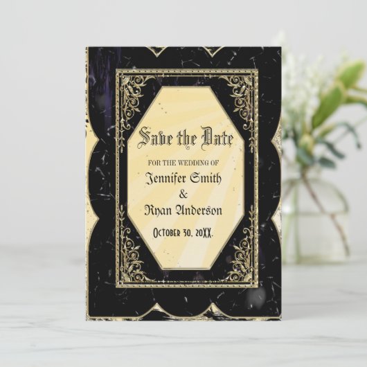 Elegant Gothic bruiloft behalve de datum Uitnodigi Kaart (Staand voorkant)