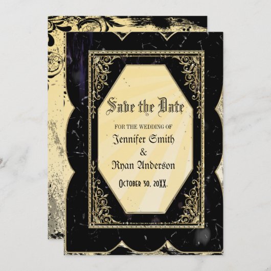 Elegant Gothic bruiloft behalve de datum Uitnodigi Kaart (Voorkant / Achterkant)