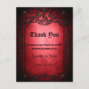Elegant Gothic bruiloft Hartelijk dank Briefkaart