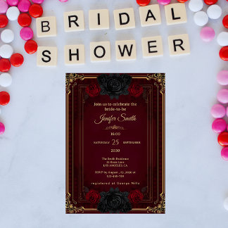 Elegant Gothic Dark Romance Bridal Shower Kaart