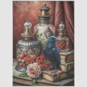 Elegant Gothic Floral & Raven Furniture Decoupage Tissuepapier (Voorkant)