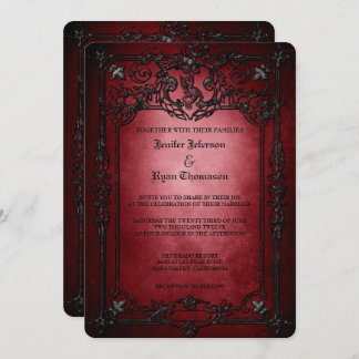 Elegant gothic halloween wedding Invitation Kaart