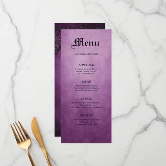 Elegant gothic halloween Wedding Menu (Voorkant / Achterkant in situ)