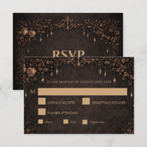 Elegant gothic halloween Wedding RSVP Card