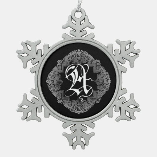 Elegant Gothic Initiaal A Snowflake Ornament (Voorkant)
