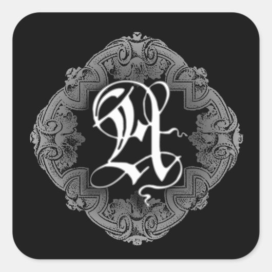Elegant Gothic Initiaal A Sticker (Voorkant)