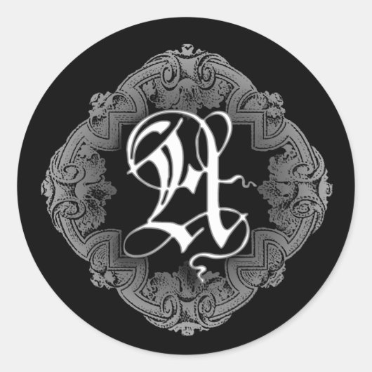 Elegant Gothic Initiaal A Sticker (Voorkant)