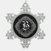 Elegant Gothic Initiaal B Snowflake Ornament (Voorkant)
