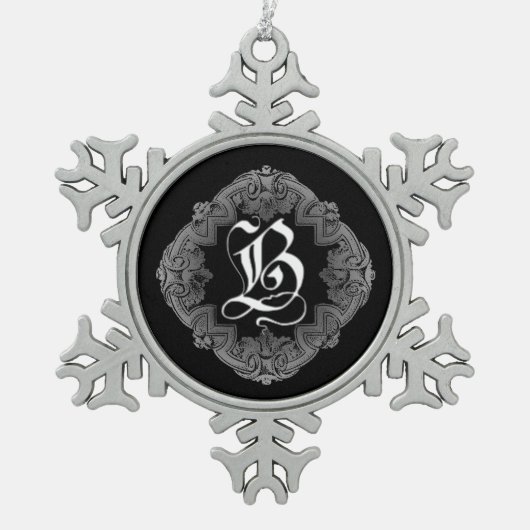 Elegant Gothic Initiaal B Snowflake Ornament (Voorkant)