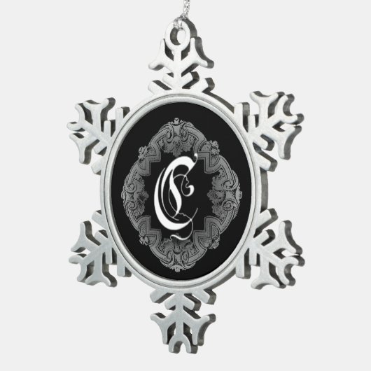 Elegant Gothic Initiaal C Snowflake Ornament (Rechts)