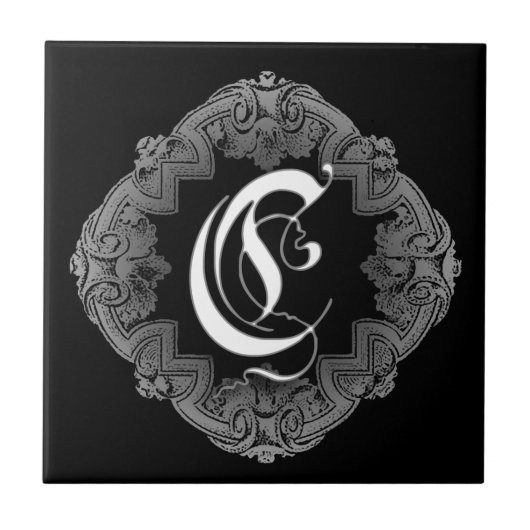 Elegant Gothic Initiaal C Tegeltje (Voorkant)