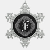 Elegant Gothic Initiaal F Snowflake Ornament (Voorkant)