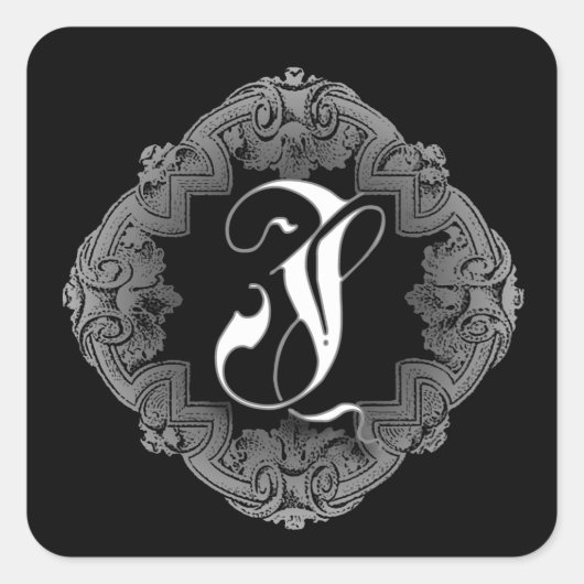 Elegant Gothic Initiaal J Vierkante Sticker (Voorkant)