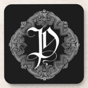 Elegant Gothic Initiaal P Onderzetter