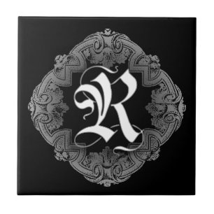 Elegant Gothic Initiaal R Tegeltje