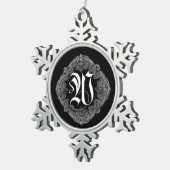 Elegant Gothic Initiaal W Snowflake Ornament (Rechts)