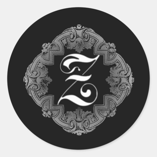 Elegant Gothic Initiaal Z Sticker (Voorkant)