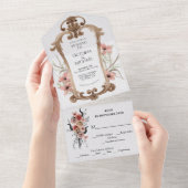 Elegant Gothic Queen's Mirror Wedding All In One Uitnodiging (Afscheurbaar)