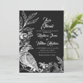 Elegant Gothic Raven Wedding Invitation Kaart (Staand voorkant)