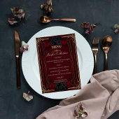 Elegant Gothic Romance Roses Wedding Menu
