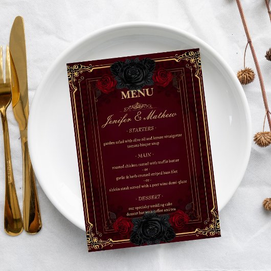 Elegant Gothic Romance Wedding  Menu