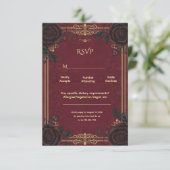 Elegant Gothic Romance Wedding RSVP Kaartje (Staand voorkant)