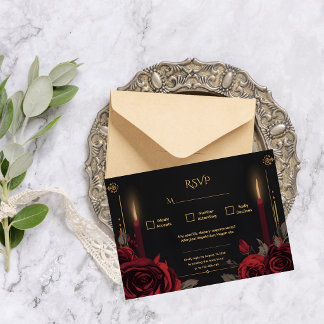 Elegant Gothic Romance Wedding  RSVP Kaartje
