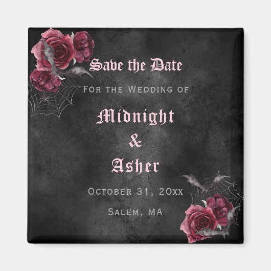 Elegant Gothic Roses Save The Date Magneet (Voorkant)