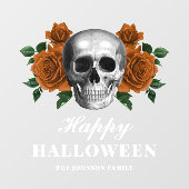 Elegant Gothic Rozen & Skull Happy Halloween Raamsticker (Vel)