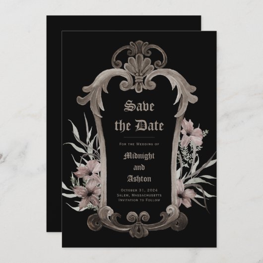 Elegant Gothic Save the Date (Voorkant / Achterkant)