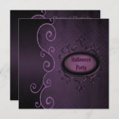 Elegant Gothic Swirls Halloween Party Kaart (Voorkant / Achterkant)