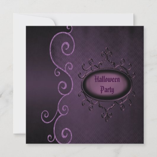 Elegant Gothic Swirls Halloween Party Kaart (Voorkant)