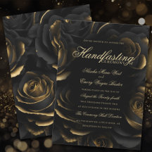 Elegant Gothic Zwart & Goud Rozen Handfasten