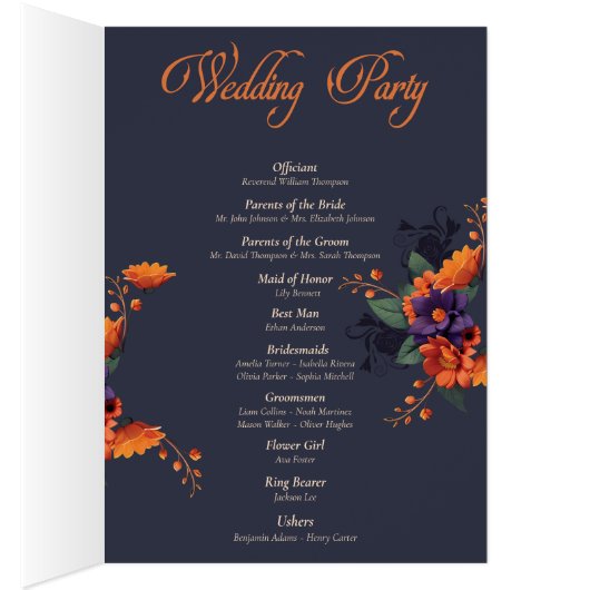 Élégant Gothique 3D Floral programme de mariage co (Intérieur (Droit))