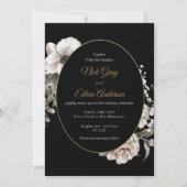 Élégant gothique blanc Rose noir Faire-part de mar (Devant)