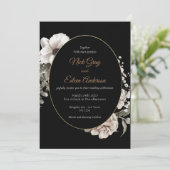 Élégant gothique blanc Rose noir Faire-part de mar (Debout devant)