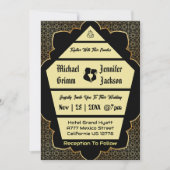 Élégant gothique Golden QR Code Faire-part de mari (Devant)