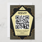 Élégant gothique Golden QR Code Faire-part de mari (Dos)