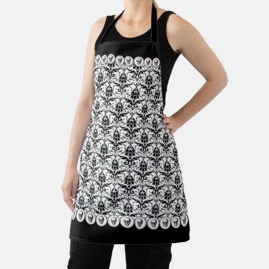 Elegant Gotisch  Damask & Skull Pattern Schort (Insitu)