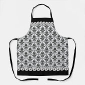 Elegant Gotisch  Damask & Skull Pattern Schort (Voorkant)